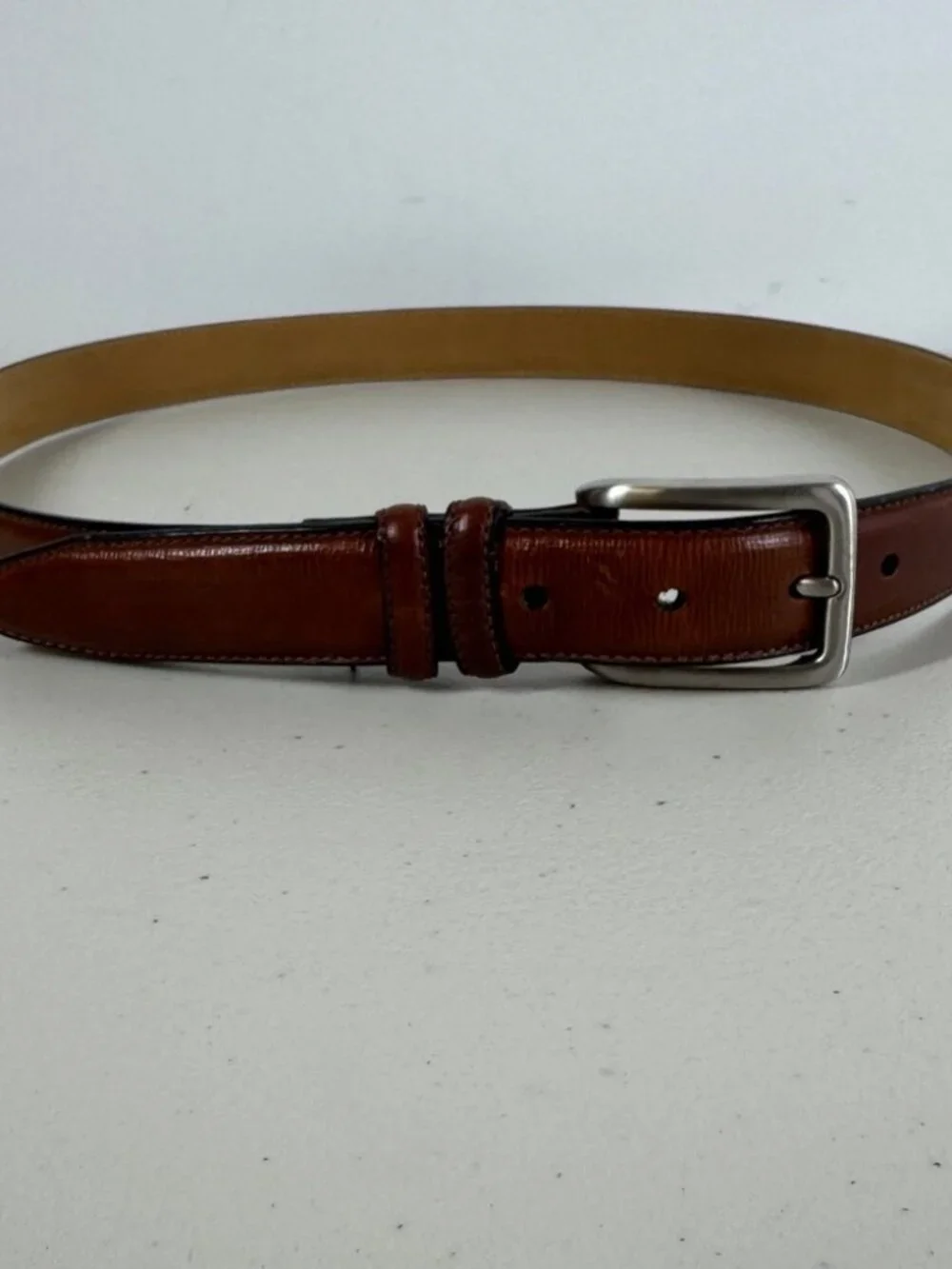 Tommy Hilfiger Leather Belt Brown Classic Silver Buckle Size 40